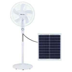 Hc Rechargeable Standing Fan(C168) + Solar panel-White